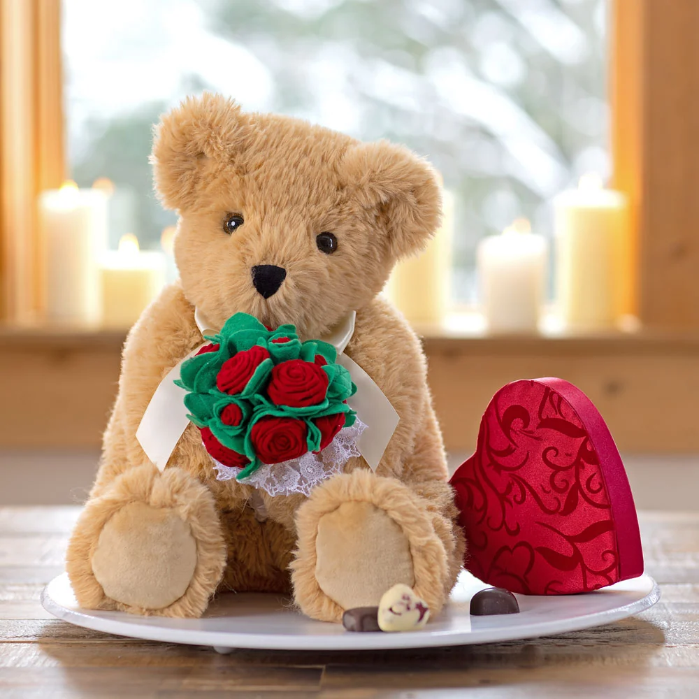 20 In. World's Coziest Bear with Rose Bouquet